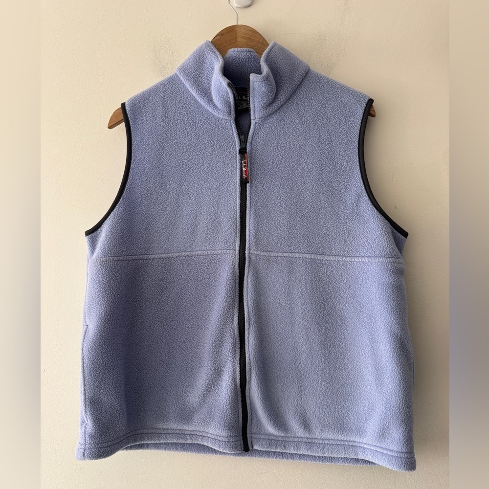 L.L. Bean Adorable‎ Full Zip Sherpa Fleece Vest Periwinkle Blue